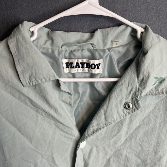 Playboy by Pacsun Jacket Men's Size Large Full Snap Windbreaker Bunny Logo - Picture 3 of 8